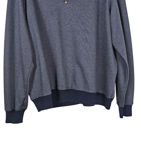 Enzo Tovare Mens 1/4 Zip Pullover Sweater Sz XL Textured Navy Preppy Old Money - Picture 3 of 10